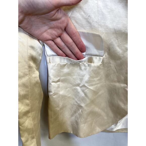 BIRGITTE HERSKIND Single Breasted Satin One Button Blazer Jacket Beige Size S - Picture 4 of 10